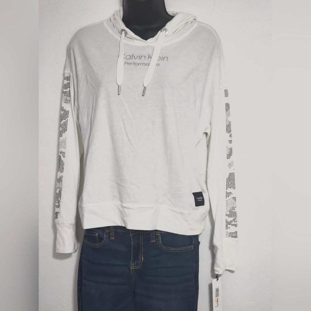 Calvin Klein foil logo rhinestone hoodie🤍